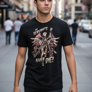 "MY SERVANTS NEVER DIE"🔥Graphic Tee HeroicDesign BLIZZARD ENTERTAINMENT Sz M